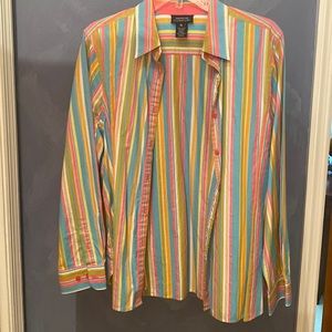 Jones New York Signature long sleeve striped button down cotton shirt XL